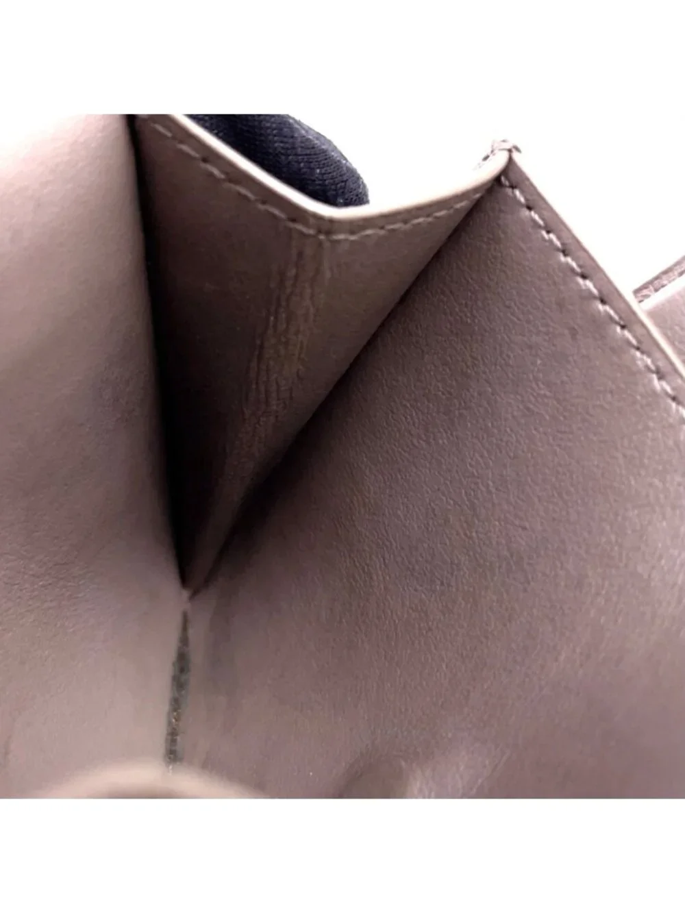 Celine Strap Wallet Leather Gray Bifold Gold
